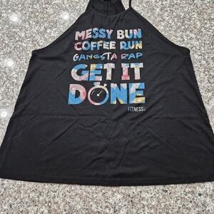 Black Graphic Fitness Tank Top